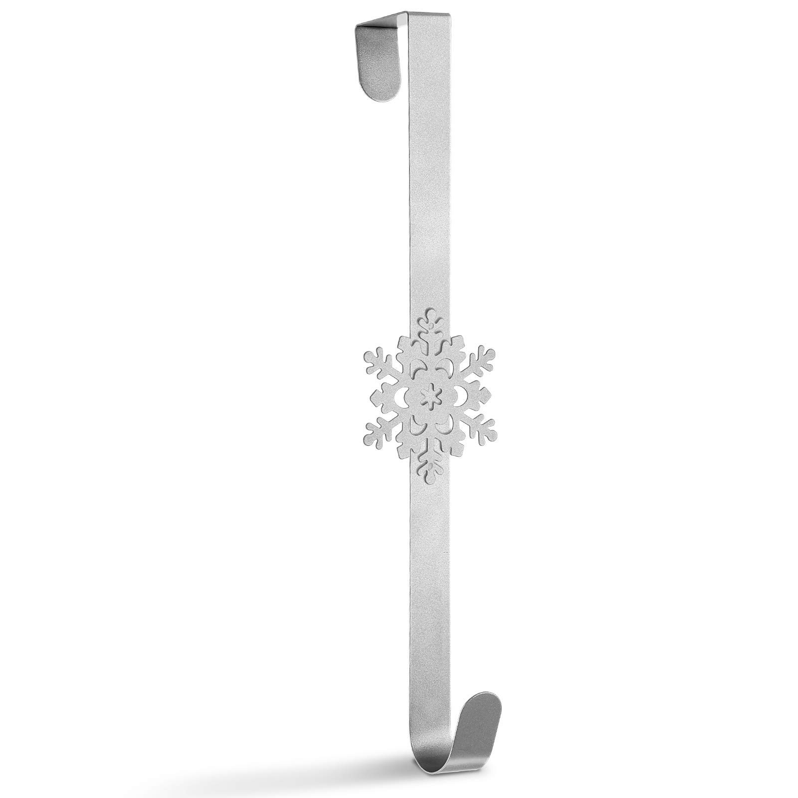 Whaline Christmas Wreath Hanger Over the Door Metal Wreath Hook Snowflake Decor Hook for Xmas Party Door Wall Home Office, Silver, 15in