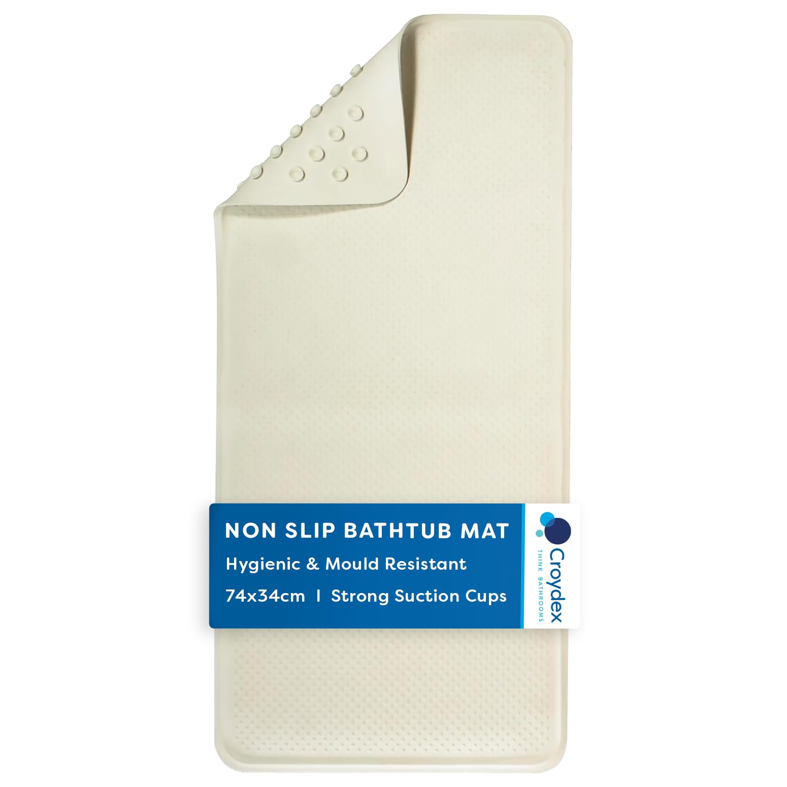 Croydex AG191422H Medium Rubagrip Bath Mat with Hygiene 'N' Clean, Beige,740 x 340mm