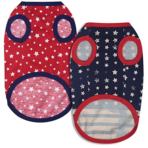 Blueberry Pet Pack of 2 Soft & Comfy Patriotic Spirit USA Stars Stripes