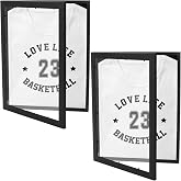 Sibosen 2 PCS 18" x 14" T Shirt Display Frame, Usable Space Shadow Box, Black Wood T-Shirt Frame with Uv Protection Acrylic for Football Baseball Basketball Jerseys