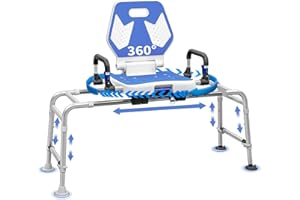 SeatYuPro Sliding Shower Chair Swivel Tub Transfer Bench with Backrest with Non Slip Suction Cups 400lbs Weight Capacity Adjustable Height Shower Seat for Elderly Disabled Bathing Inside Shower