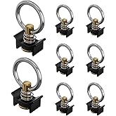 vandrabase 8 Pack L Track Tie Down O Ring, Single Stud L-Track Fitting with Aluminum Keeper, 4000LBS Capacity L Track Accessories for Trailer or Truck Bed Cargo Control – Black Gold