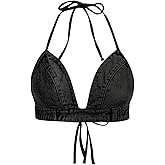 SHENHE Women's Denim Halter Top Tie Backless Triangle V Neck Sexy Jean Crop Top Country Western Bustier