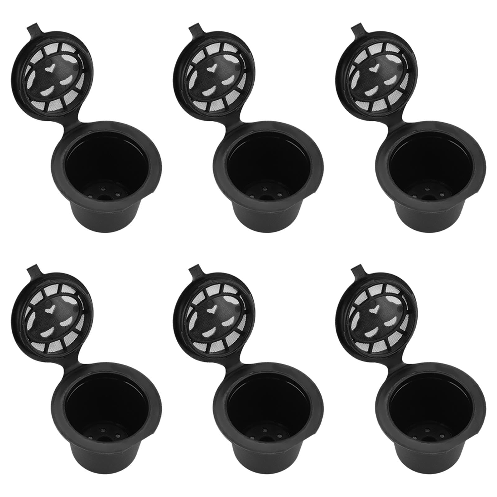 Coffee Capsule Filter, Akozon Refillable Coffee Filter, 6Pcs Plastic and Stainless Steel Refillable Reusable Coffee Capsule Filters Baskets Replacement