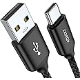 USB Type C Cable,USB A to USB C 3A Fast Charging (3.3ft 2-Pack) Braided Charge Cord Compatible with iPhone 15 16 Pro Max,Samsung Galaxy S20 S10 S9 S8,Note 9 8,A11 A20 A51,LG G7 V35,Moto Z2 Z3 (Black)