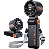 AUIIAH Portable Handheld Turbo Fan - 5 Speed Mini Personal Fan with Strong Airflow, Foldable 3 in 1 Rechargeable Battery Oper