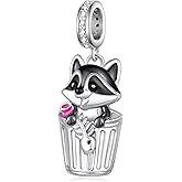Lieditia Raccoon Charm for Bracelet 925 Sterling Silver Animal Charm Raccoon Jewelry Gifts for Women