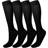MANZI Women's Knee High Socks 40 Denier Ladies Nylon Semi Opaque Trouser Socks 4 Pairs Knee Stockings