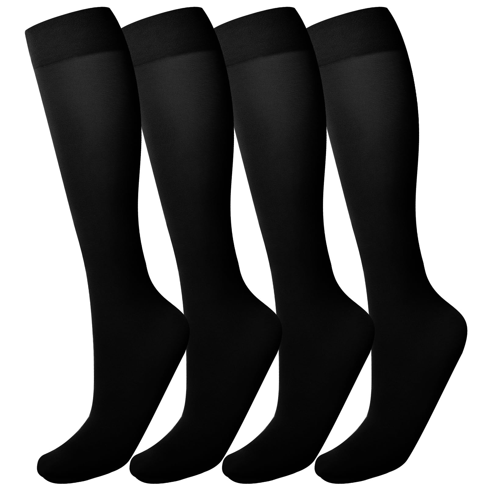Photo 1 of MANZI Women's Knee High Socks 40 Denier Ladies Nylon Semi Opaque Trouser Socks 4 Pairs Knee Stockings(Black)