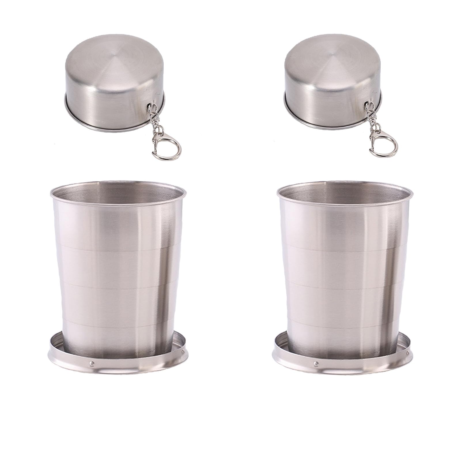LIMEOW 2 Pcs 250ml Collapsible Cup Foldable Cup Camping Cup Metal Mug Stainless Metal Camping Mugs Camping Mug for Outdoor Sports Camping Hiking Mountaineering Fishing Picnics and Travellin