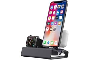 Charging Station for Apple Product,3 in 1 Aluminum Charging Stand Compatible with Apple Watch Airpods Ultra 2 SE 9 8 7 6 5 4 