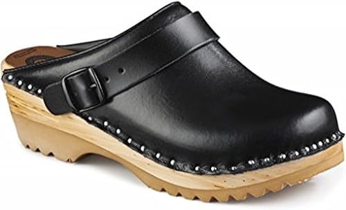 leather clogs with backstrap