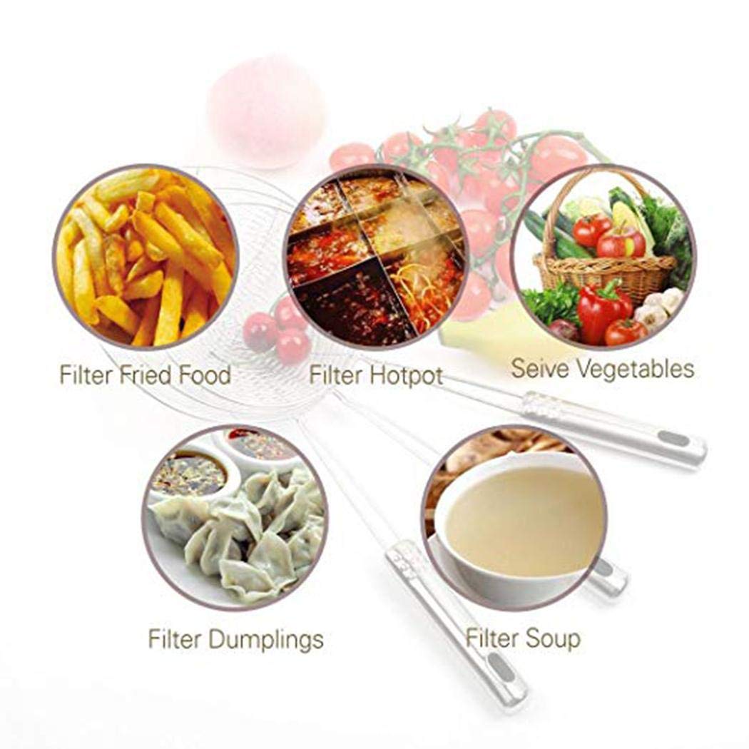 Kirken Restaurant Kitchen Mesh Strainer Non Slip Handles Fry Spoon Noodle Basket Food Strainers