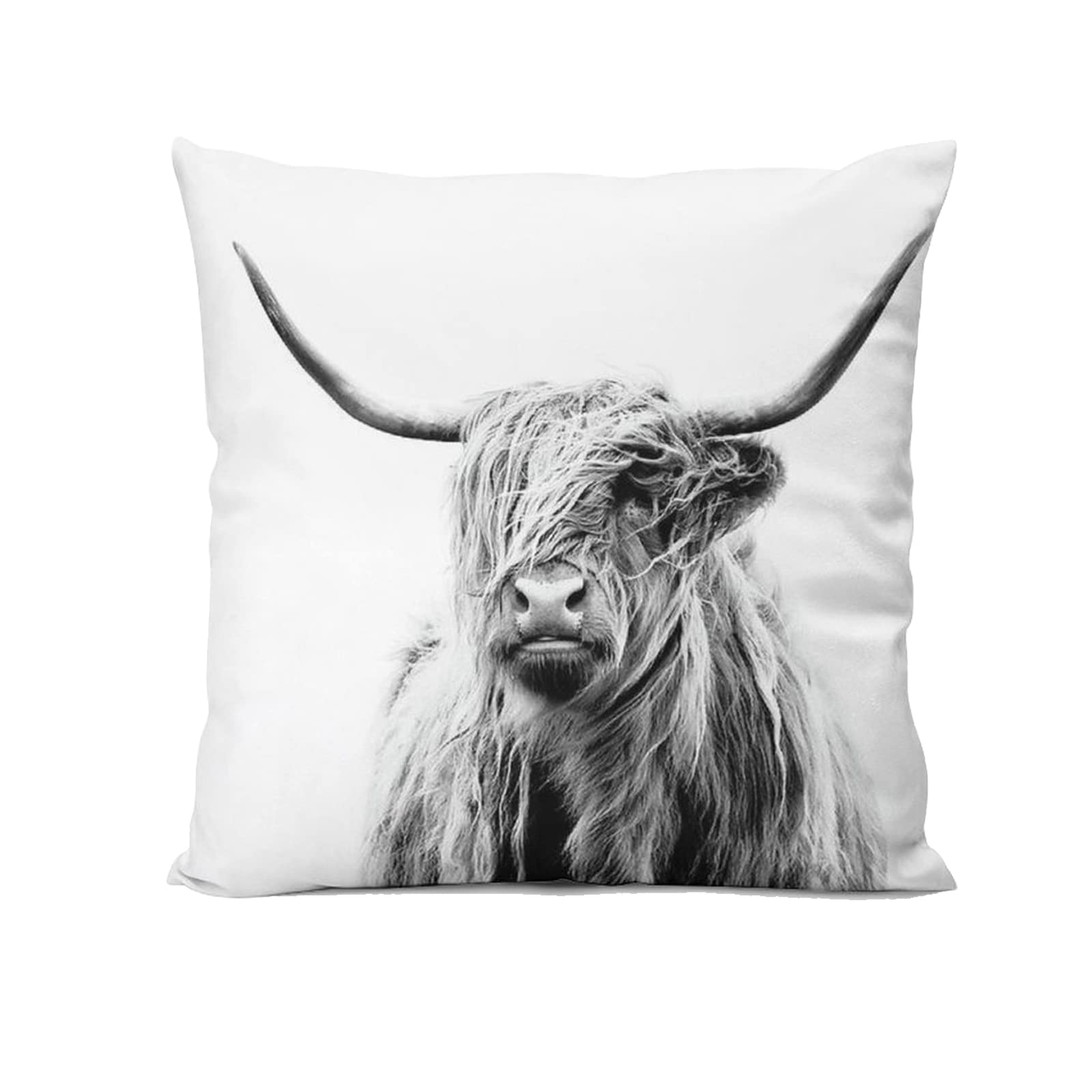 Highland Cow Home Bedroom Cushion Pillow Covers Sofa Couch Decorative Square Throw Pillow Case 18x18 In
