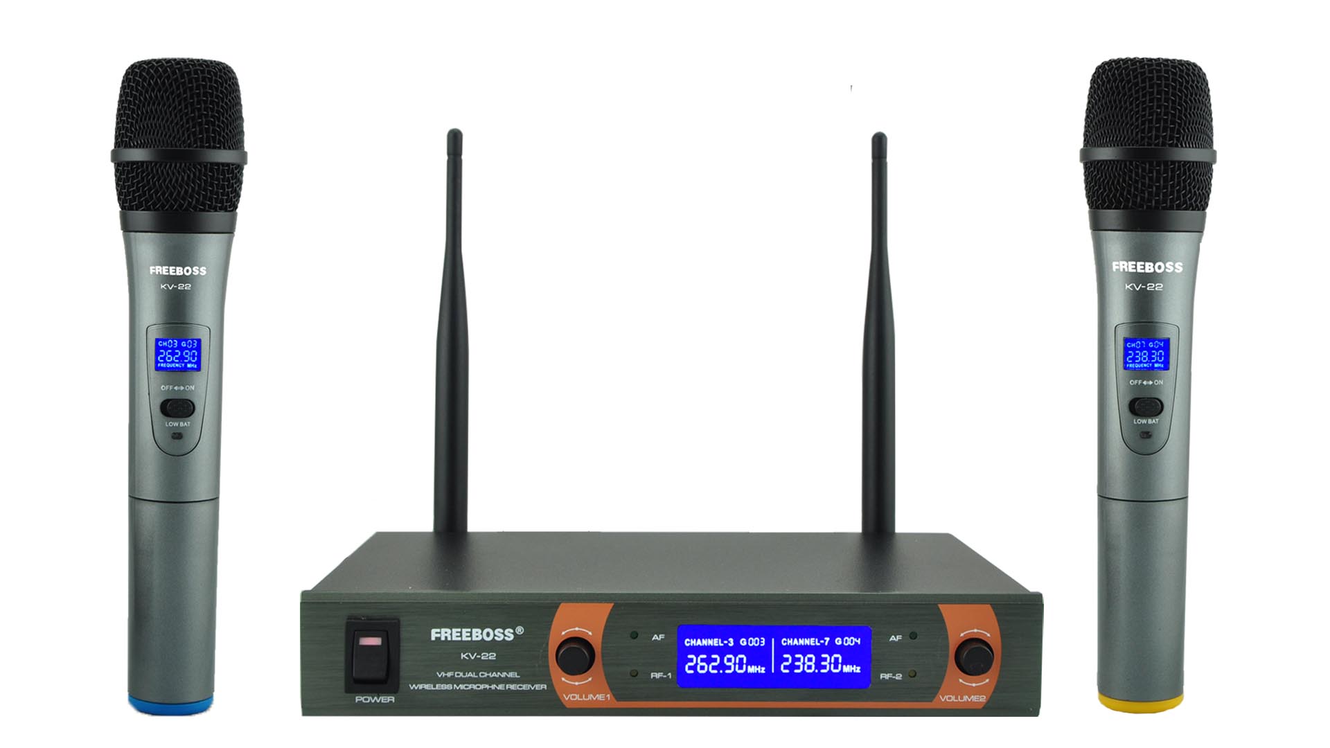 ワイヤレスマイクシステム　Freeboss KU-22 Freeboss KU-22 50M Working Range Dual Channel 2 Handheld Mic