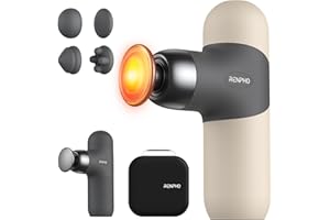 RENPHO Mini Thermal Massage Gun with Heat, Christmas Birthday Gifts for Women Men, Portable Deep Tissue Percussion Massager, Color Silicone Sleeves Travel Size with Carry Case, Grey