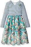 Bonnie Jean Girls' Knit to Floral Embroidered Scallop Dress