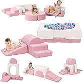 HAHASOLE Foam Climbing Toys for Toddlers, Climbing Blocks with Ball Pit, Convertible Climb and Crawl Activity Playset, High-Density Foam Soft Play Equipment for Boys & Girls Indoor(Excluding Balls)