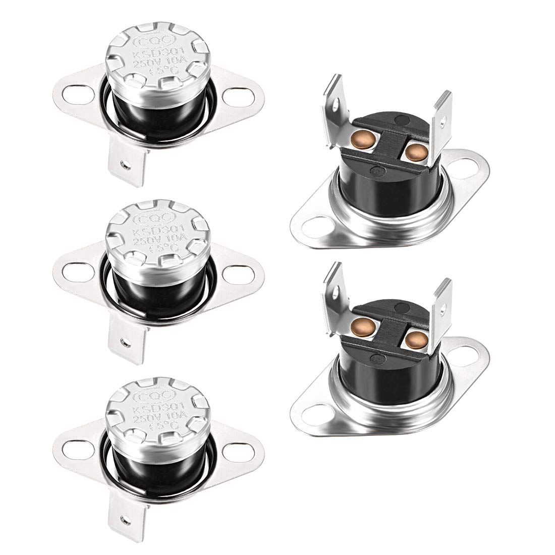 sourcing map KSD301 Thermostat 65°C/149°F 10A Normally Open N.O Adjust Snap Disc Temperature Switch for Microwave Oven Coffee Maker 5pcs