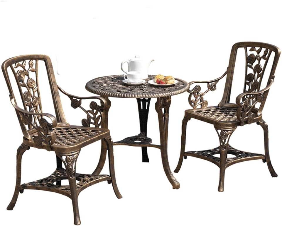 Garden Life Antique Effect Rose Design Bistro Set - 2 Seater Patio Table