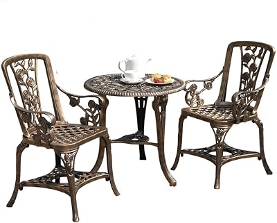 Garden Life Antique Effect Rose Design Bistro Set - 2 Seater Patio Table