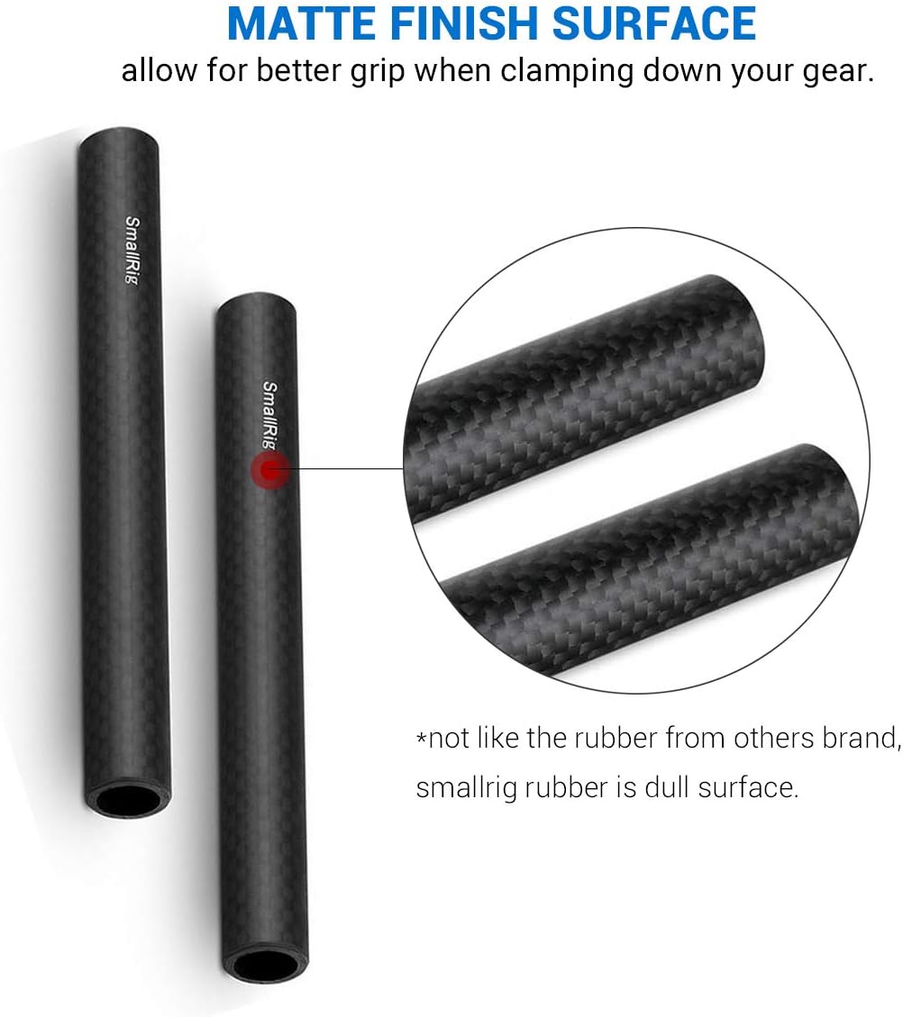 SMALLRIG Carbon Fiber 15mm Rods 6 Inches (2 PCS) - 1872, black, 6 inch/ 15cm - Image 4