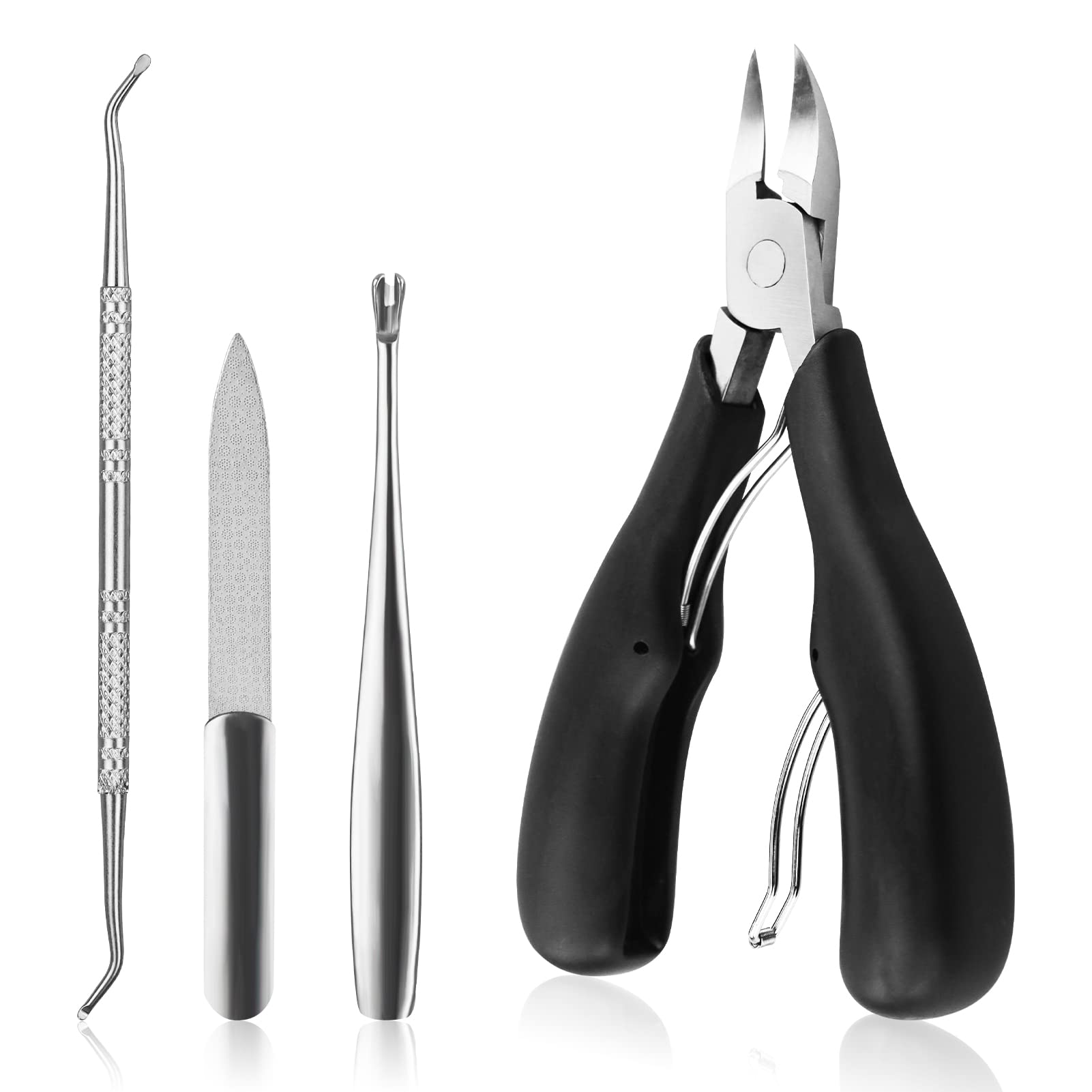 Toenail Clippers for Thick and Ingrown Nails, Professional Large Podiatrist Toenail Nipper, Heavy Duty Toenails Trimmer with Medical Stainless Spring Long Handle, Nail File for Seniors Men Women