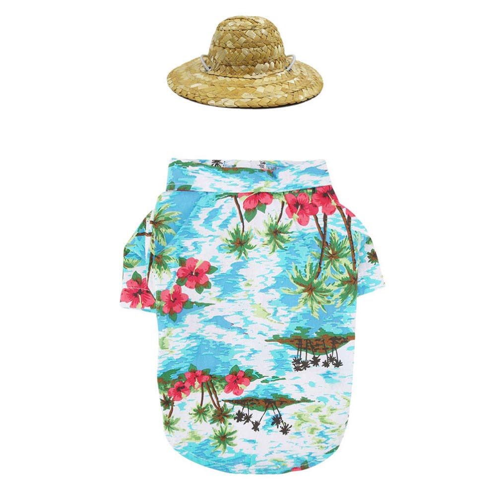 Balacoo Hawaiian Dog Shirt Cooling Vest T-shirt Summer Casual Clothes with Hat