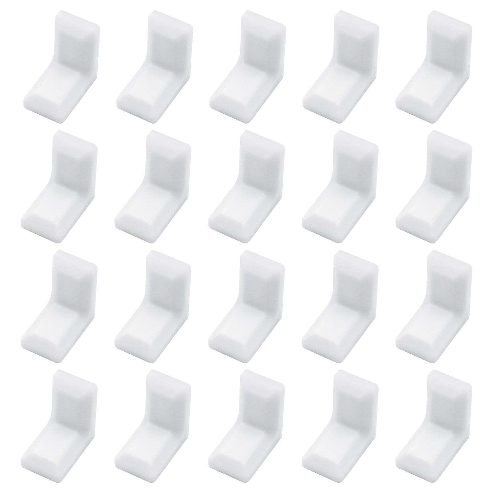 MOROBOR Angle Bracket, 40Pcs L-Shaped Steel Galvanized Corner Brace with White ABS Plastic Cover for Cupboard Wardrobe Shelf — image 1