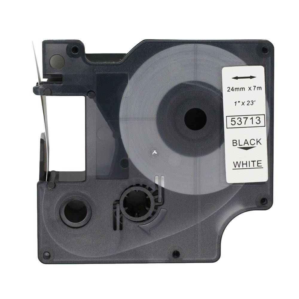 Fassport 1 Pack Black on White Label Tape Compatible for DYMO D1 53713 24mm 1"