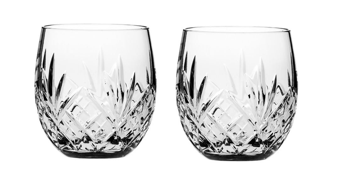Royal Scot Crystal Highland Connoisseur Set of 2 Crystal Barrel Whisky Tumblers Glasses