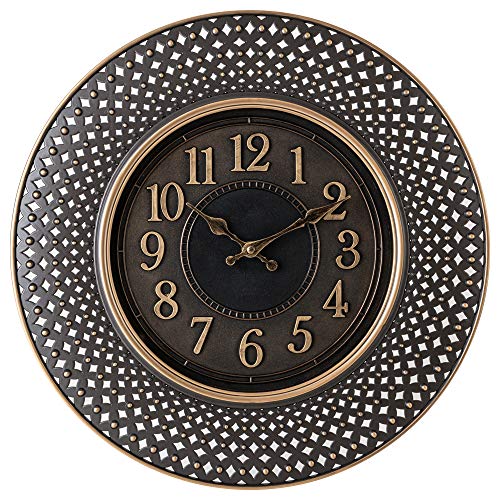 Pacific Bay Warendorf Large Decorative Light-Weight 16-inch Wall Clock Silent, Non-Ticking, 3-D Aluminum Dial, Easy-to-Read, Quartz Battery Operated, Glass Face Cover