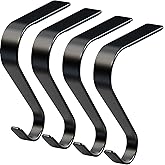 ZYSUN Christmas Stocking Holders for Mantle Set 4, Non-Slip Fireplace Hooks | Scratch-Free Lightweight Black Hangers For Mantle Stockings, Xmas Decor And Fireplace Christmas Decorations