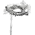 Coddsmz Masquerade Mask with Stick Venetian Mask Mardi Gras Decorations for Womens Halloween Costume Mask