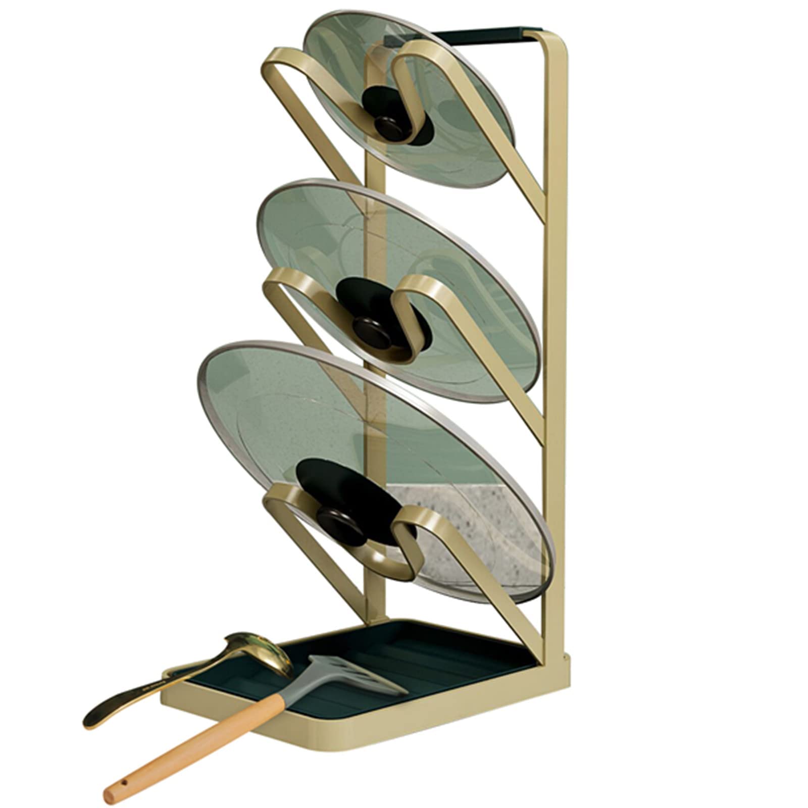 Photo 1 of szxzy01 Lid Stand Lid Organizer Pot Lid Rack Holder for Utensils in Kitchen Cabinet Spatula Rack,Cutting Boards,Spoon Storage Gold
