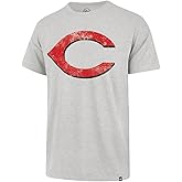 47 MLB Men's Gray Distressed Imprint Primary Logo Wordmark Short Sleeve Baseball T-Shirt