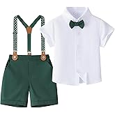 Mubineo Toddler Baby Boy Summer Clothes Overall Shorts Outfits Short Sleeve Button Down Shirt Overalls Kids Dress Suit