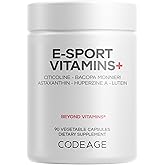 Codeage E-Sport Vitamins+ Citicoline Cognizin, Bacopa Monnieri Supplement, Multivitamins, Astaxanthin, L-Theanine, Ginkgo Biloba, Acetyl-L-Tyrosine, Huperzine A, Lutein, Esport Gaming - 90 Capsules