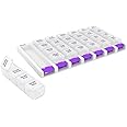EZY DOSE Weekly (7-Day) Pill Case, Medicine Planner, Vitamin Organizer Box, 4 Times a Day, Small Removable Compartments, Covenient and Easy to Use, Color May Vary, Clear Lids, BPA Free