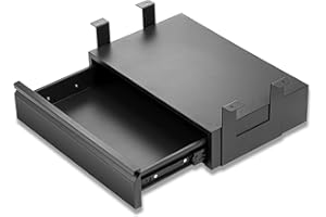 OSteed Under Desk Drawer 18", Pull-out Storage Organizer with Tall Brackets Mounted Under Wooden Table with a Max 2" Crossbar, Black_Tall Version