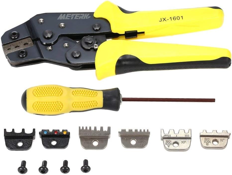 Meterk Crimping Tool Wire Crimpers With Carbon Steel Support 0.1-6mm² Adjustable Crimping Range Comfort Grip Terminals Connectors Ratcheting (Crimping Tool)