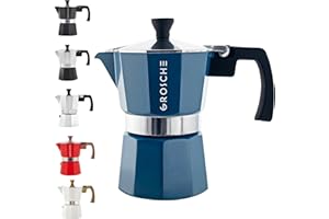GROSCHE Milano Stovetop Espresso Maker Moka Pot 3 espresso Cup - 5 oz, Blue -Moka Espresso Coffee Maker Stove top coffee make