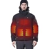 DEWBU Heated Jacket for Men with 12V Battery Pack Winter Outdoor Soft Shell Electric Heating Coat