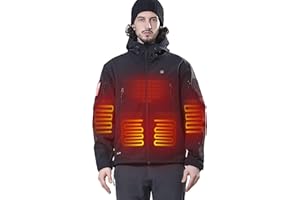 DEWBU Heated Jacket for Men with 12V Battery Pack Winter Outdoor Soft Shell Electric Heating Coat