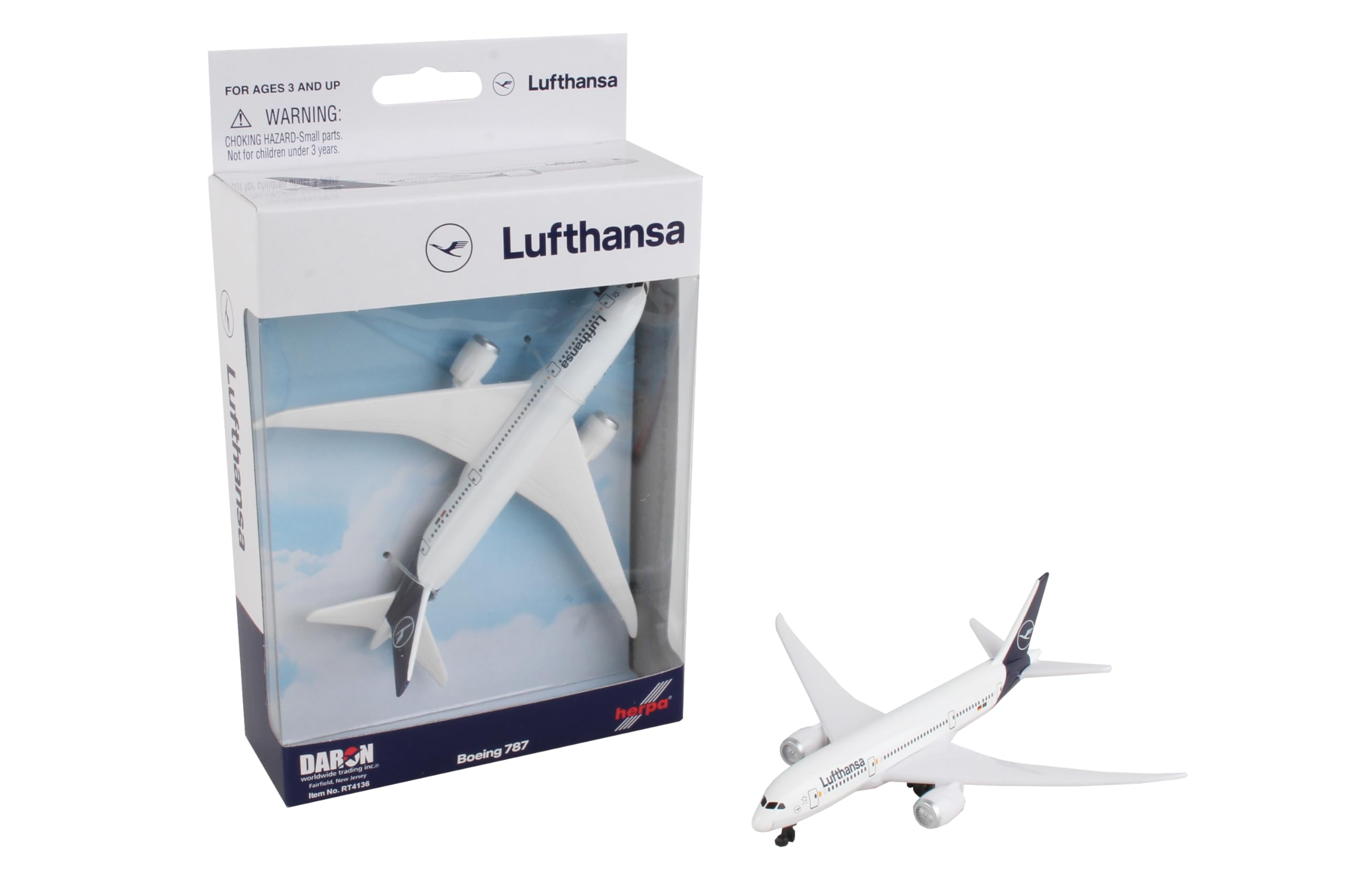 Herpa Toys Single Airplane Lufthansa 787, toy model in small scale, aeroplane model, collect, play, miniature model made of plastic – suitable for 3 year olds