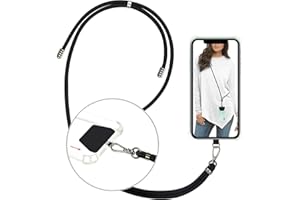 takyu Phone Lanyard, Universal Cell Phone Lanyard with Adjustable Nylon Neck Strap, Phone Tether Safety Strap Compatible for Most Smartphones (Black)