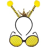 Funcredible Bee Antenna Headband & Sunglasses – Bumblebee Costume Headwear for Adults – Perfect for Halloween, Festivals, Concerts, Cosplay & Themed Events