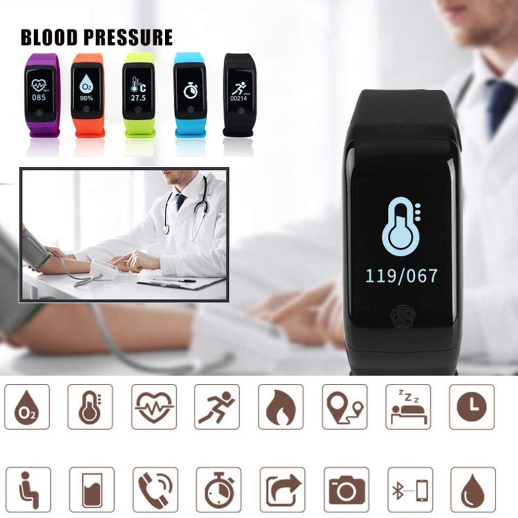 Pinsparkle Multifunctional Digital Display Buckle Closure Smart Bracelet Health Wristband Fitness Trackers