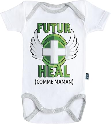 Baby Geek Futur Heal Comme Maman Version Garcon Body Bebe Manches Courtes Coton Blanc Coutures Grises Amazon Fr Vetements Et Accessoires