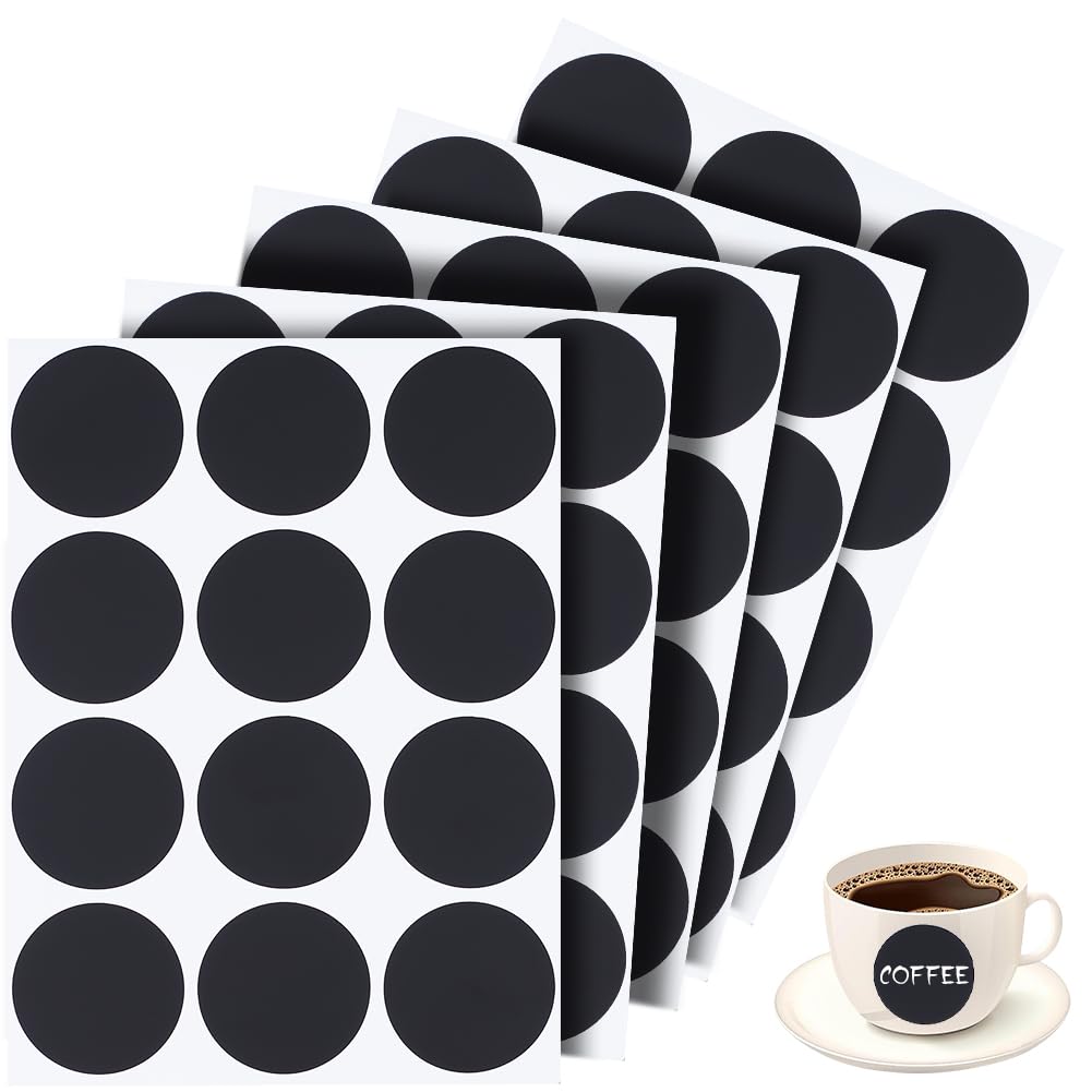 CRASPIRE 360Pcs Chalkboard Labels Round Blackboard Labels Stickers PVC Waterproof Reusable Erasable Blank Stickers Peel and Stick for Pantry Jar Canisters Office Home Kitchen